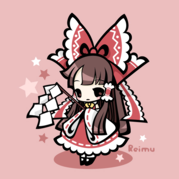 bow, character_name, chibi, gohei, hair_bow, hair_ribbon, hair_tubes, hakurei_reimu