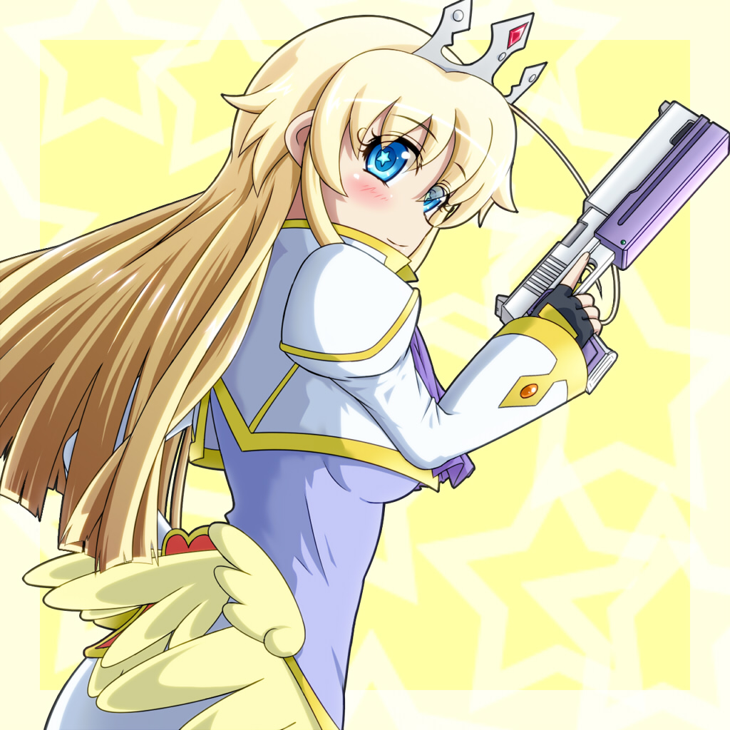 1girl, adelaide_grand_marnier, ahoge, blonde_hair, blue_eyes, blush, breasts, dog_days