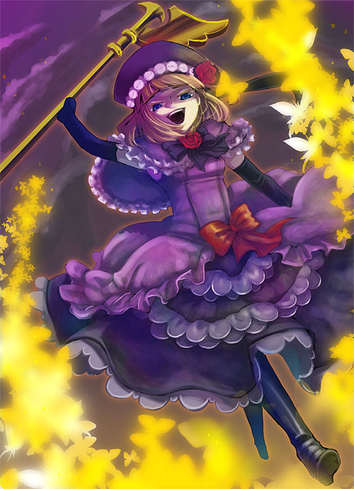 bow, butterfly, dress, elbow_gloves, eva_beatrice, flower, gloves, hat