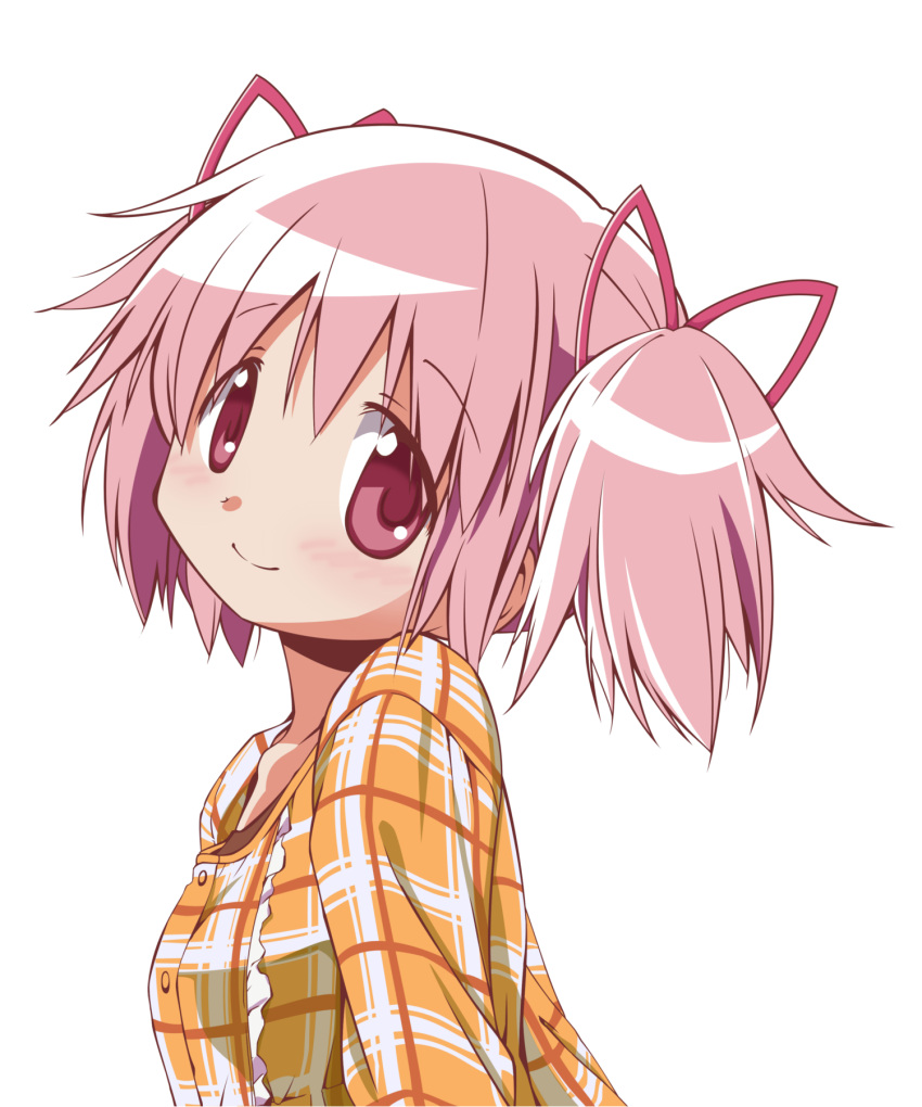 aoki_ume, blush, derivative_work, hair_ribbon, highres, kaname_madoka, mahou_shoujo_madoka_magica, min_(westsign2170)