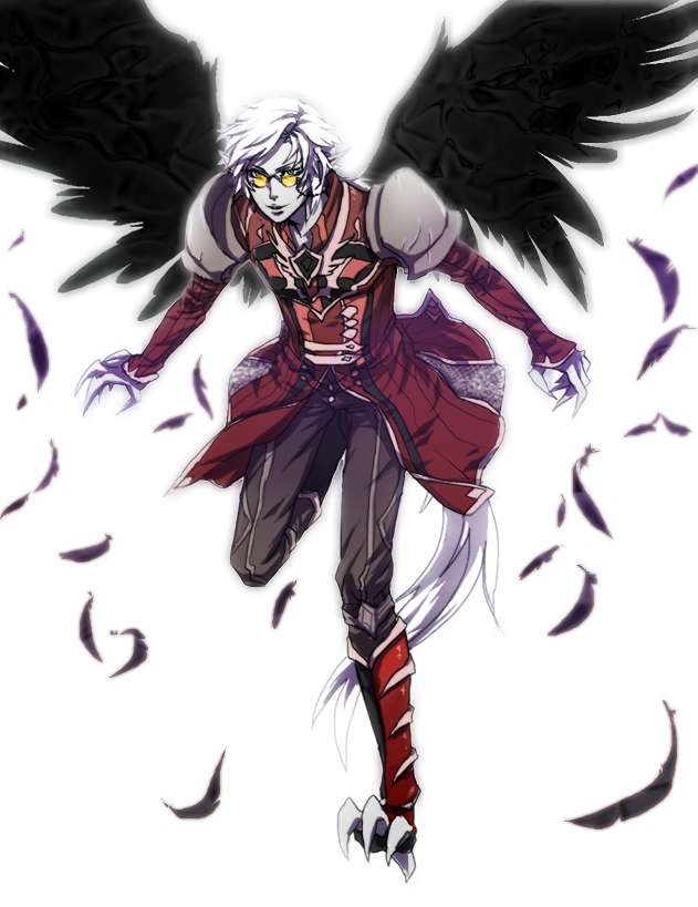 aion, asmodian, claws, feathers, glasses, male, pointy_ears, smirk