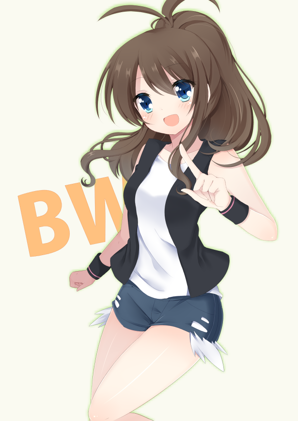 :d, antenna_hair, black_hair, blue_eyes, blush, hat, kzom, long_hair