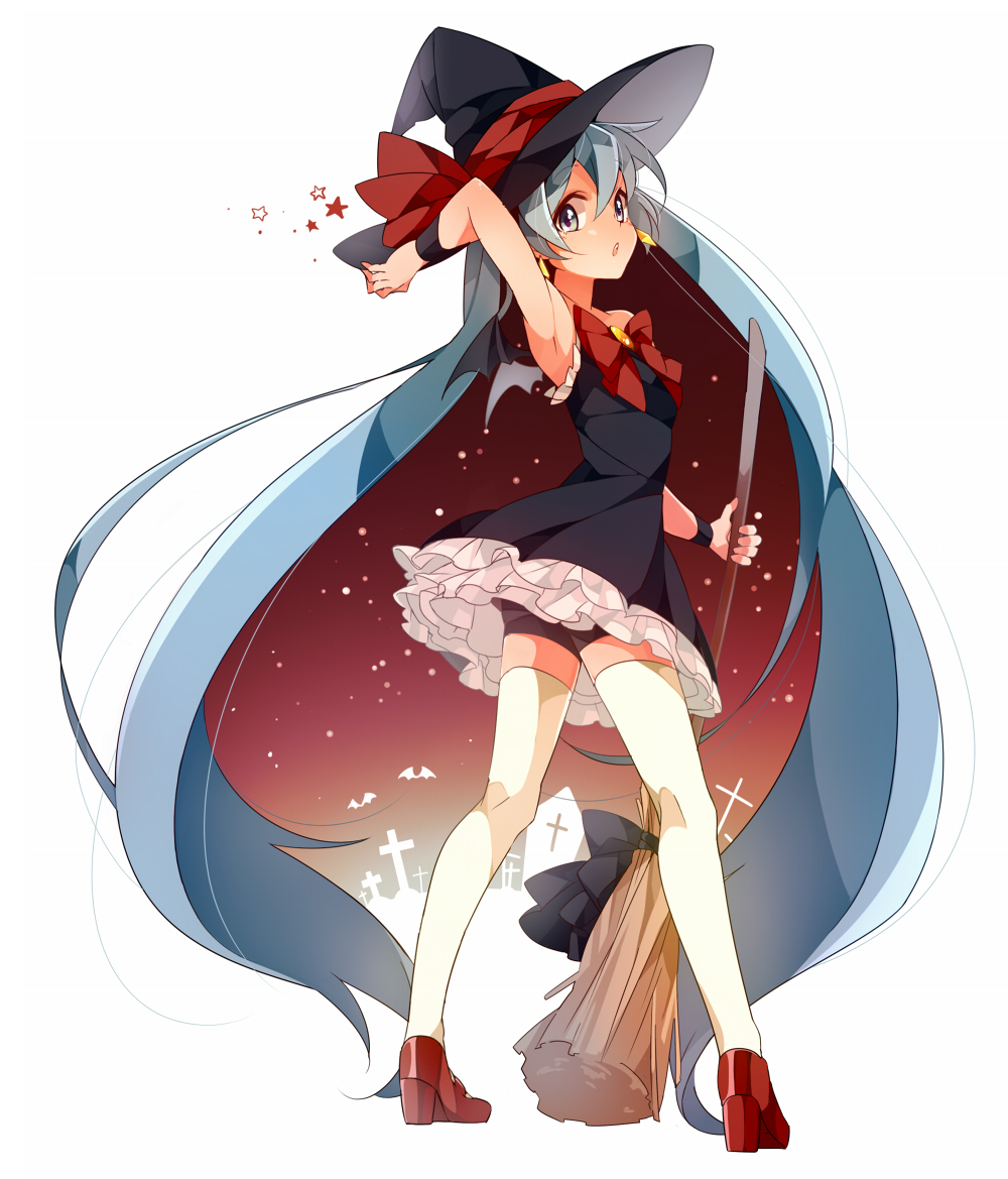 :o, absurdly_long_hair, aqua_eyes, aqua_hair, arm_up, armpits, bike_shorts, blue_eyes