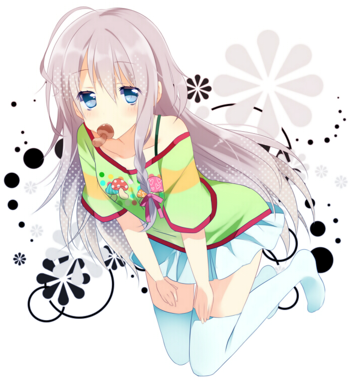 blue_eyes, emyu, food_in_mouth, fujishiro_emyu, hoshi_shouko, idolmaster, idolmaster_cinderella_girls, long_hair