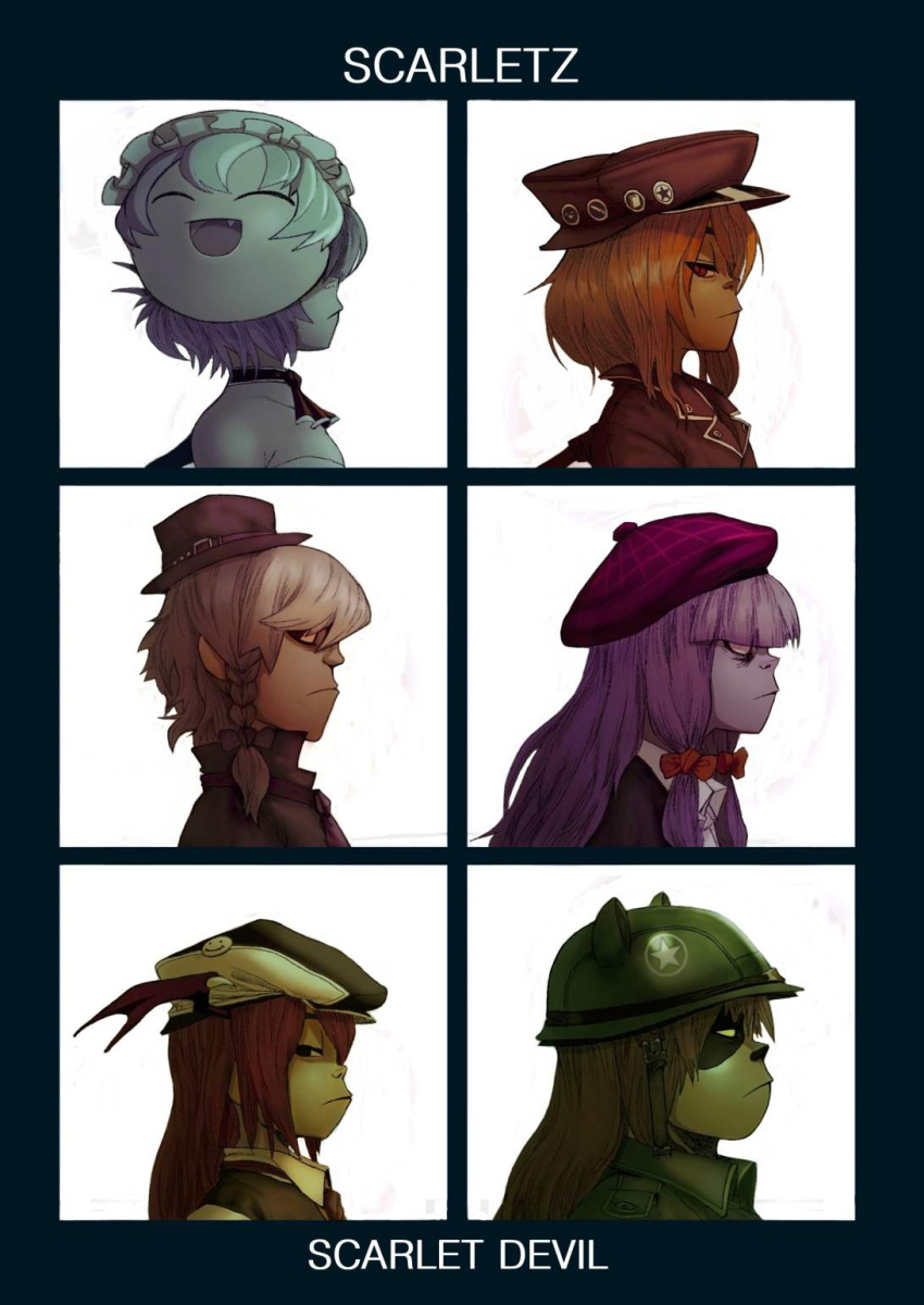 :d, alternate_costume, bow, demon_days_cover, flandre_scarlet, gorillaz, hair_bow, highres