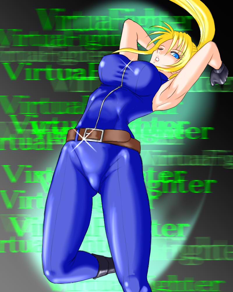 armpits, arms_up, belt, blonde_hair, blue_eyes, bodysuit, boots, breasts