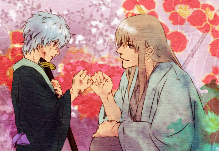 brown_eyes, brown_hair, child, gintama, japanese_clothes, katana, kimono, long_hair