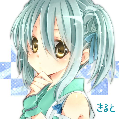 blue_hair, detached_sleeves, fingerless_gloves, gloves, hair_ribbon, lowres, oda_nobuna_no_yabou, onmyouji