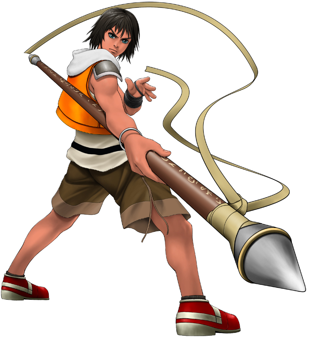 1boy, arc_the_lad, edda, end_of_darkness, male, official_art, polearm, solo