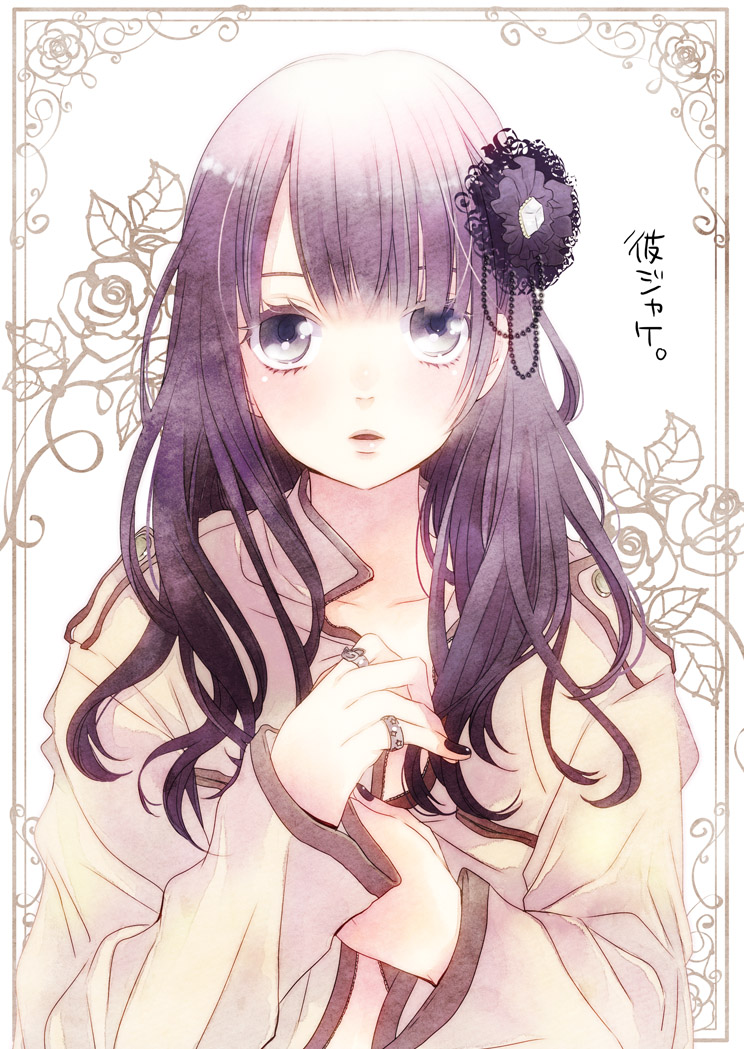black_legwear, female, flower, grey_eyes, hair_ornament, jewelry, kamen_rider, kamen_rider_fourze_(series)
