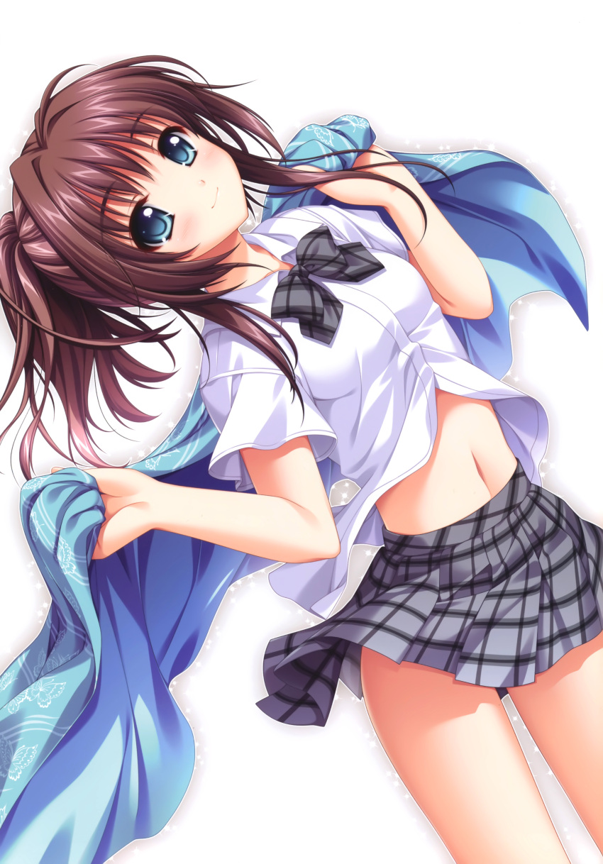 absurdres, alpha, alpha_(artist), aqua_eyes, brown_hair, copyright_request, highres, school_uniform