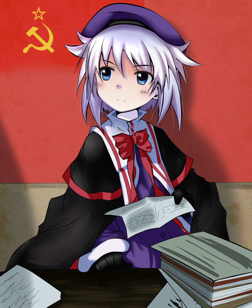 alice_soft, beret, blue_eyes, blush, daiteikoku, hat, highres, katherine_(daiteikoku)