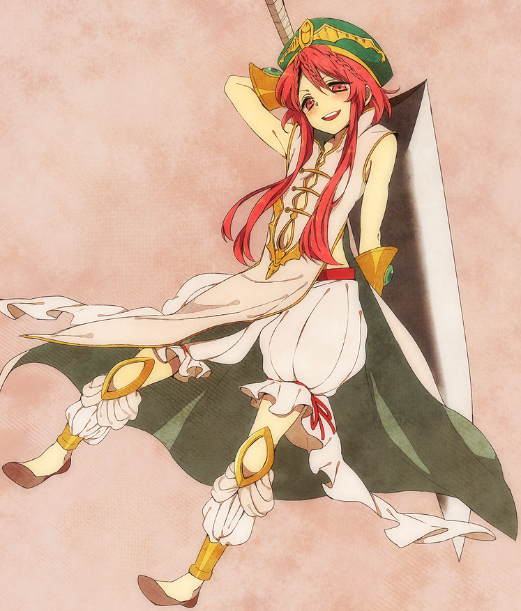 androgynous, flats, hat, long_hair, magi_the_labyrinth_of_magic, male, pikkoro_(81357), red_eyes