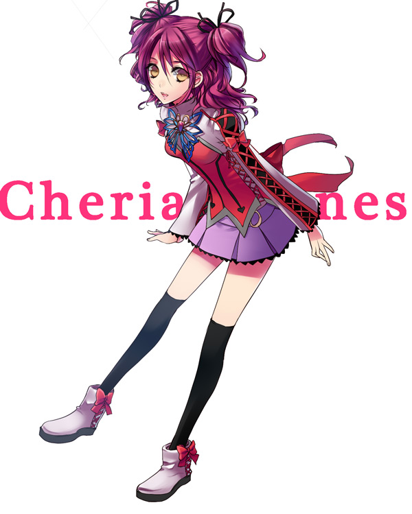 bow, character_name, cheria_barnes, kabi, pink_hair, ribbon, skirt, smile