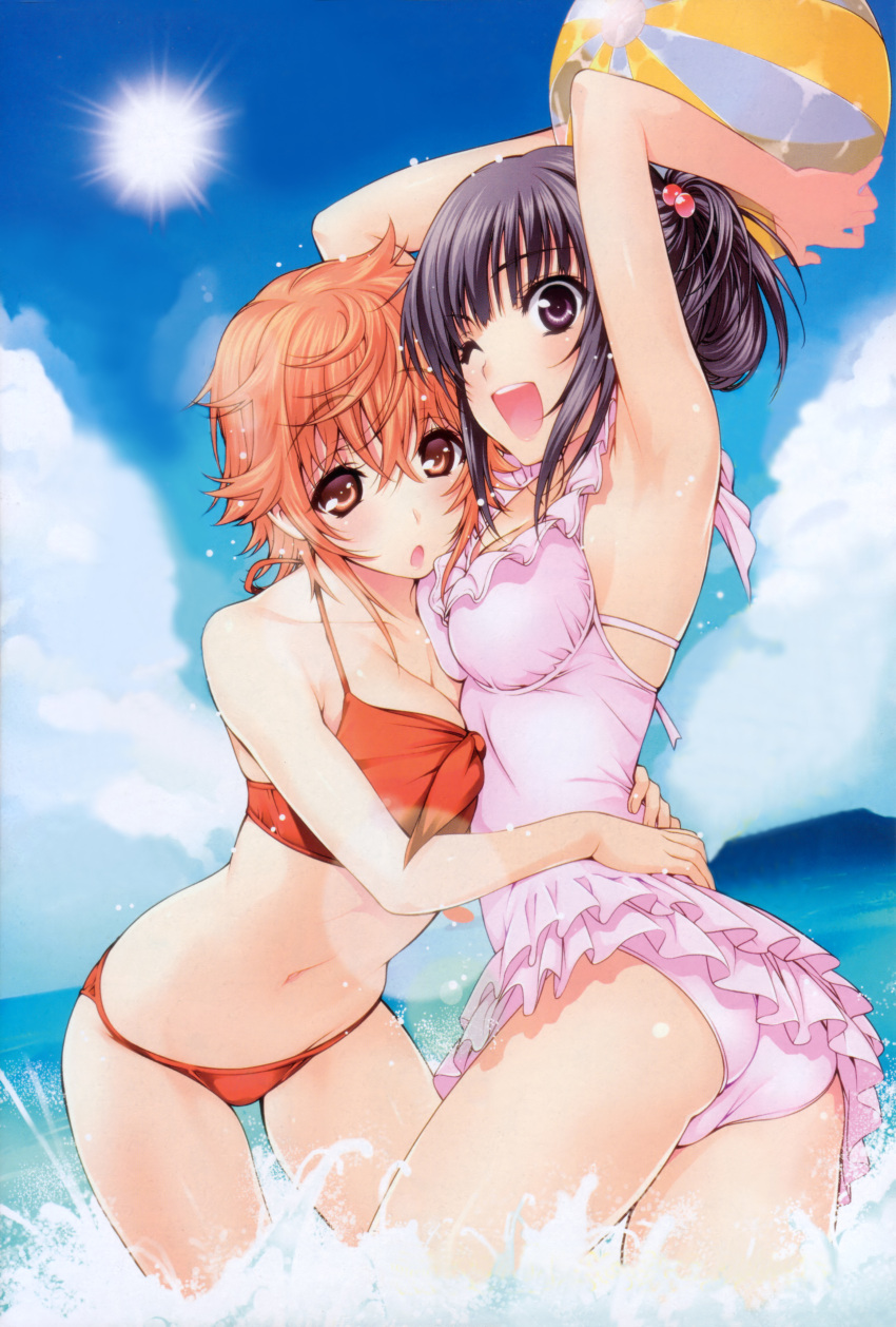 :o, ;d, absurdres, armpits, arms_up, ass, ball, beachball