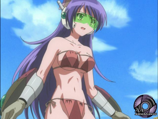 cap, cleavage, fawly, gloves, head_mounted_display, midriff, neosphere_of_the_deep_blue_sky, purple_hair, tristia_of_the_deep_blue_sea, watermark