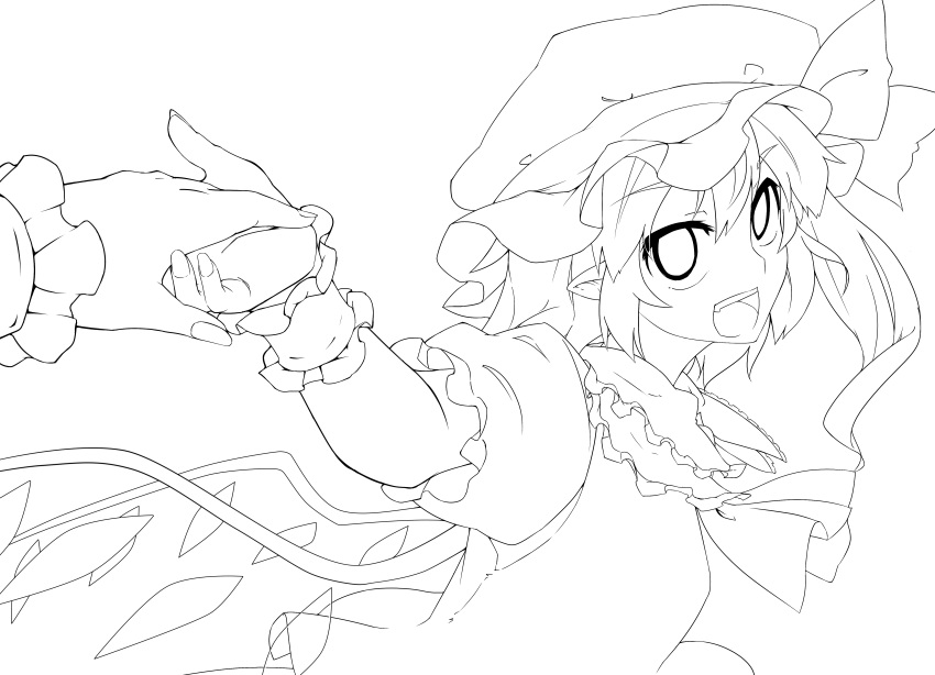 :d, absurdres, ascot, bad_id, flandre_scarlet, gen_ariyoshi, hand_holding, hat