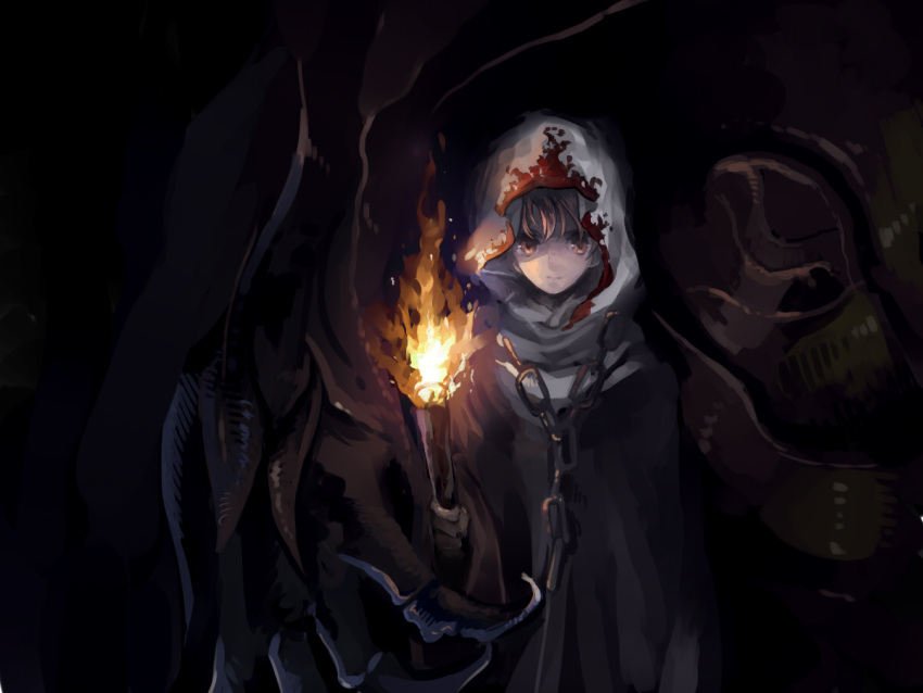 brown_eyes, brown_hair, chain, chains, darkness, gensou_suikoden, gensou_suikoden_i, gensou_suikoden_iv