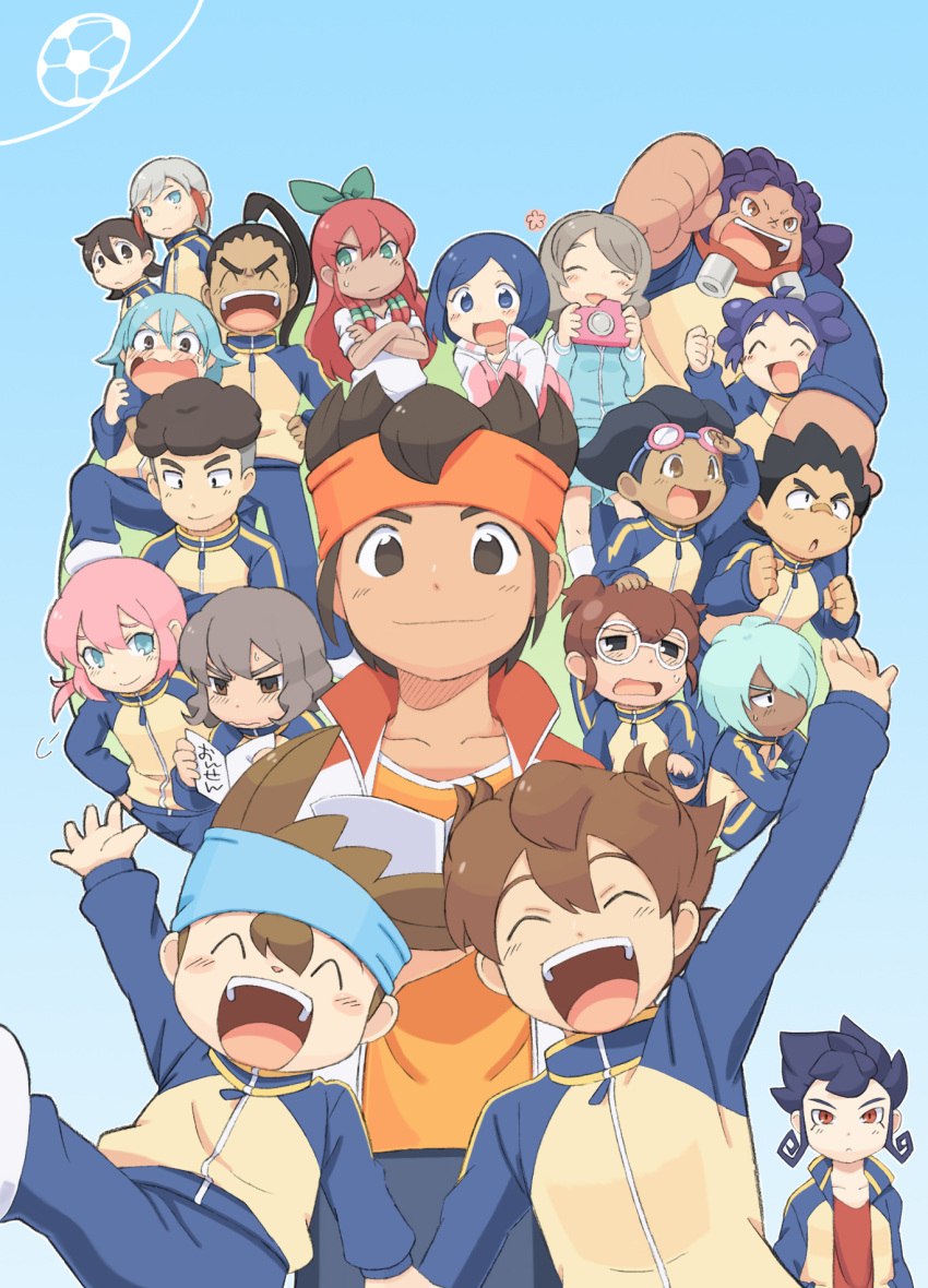 6+boys, amagi_daichi, aoyama_shunsuke, ball, blue_eyes, blue_hair, blush, brown_eyes