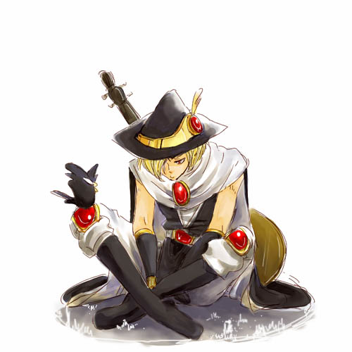 hamel, instrument, lowres, oboe_(violinist_of_hameln), sad, sitting, violin, violinist_of_hameln