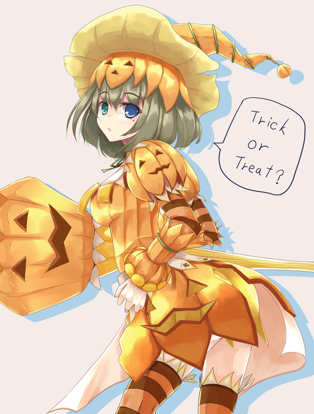 blue_eyes, dacho, green_eyes, green_hair, halloween, hat, heterochromia, idolmaster