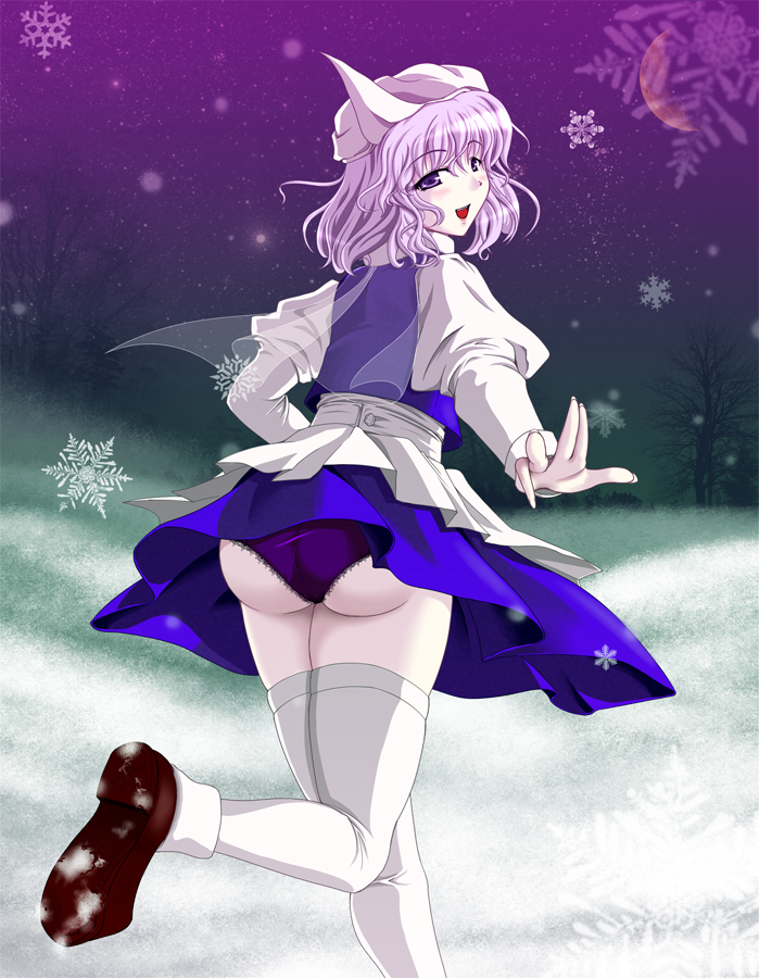 ass, big_ass, hat, huge_ass, lavender_hair, letty_whiterock, panties, purple_eyes, short_hair, solo, suzuki_sakura, suzukisakura, thighhighs, touhou, underwear, violet_eyes