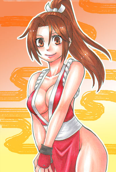 ballpoint_pen_(medium), breasts, cleavage, fatal_fury, hachiko_(murasaki_no_neko), king_of_fighters, marker_(medium), millipen_(medium)