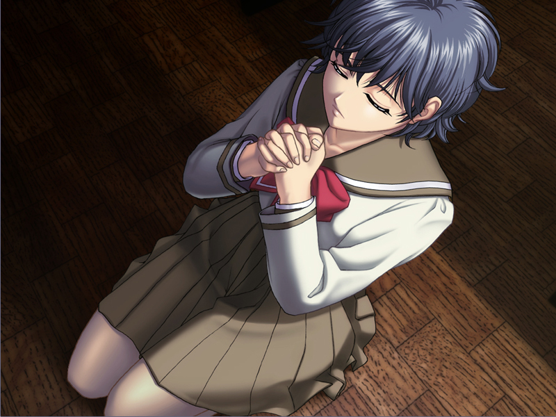 ein, elen, game_cg, grey_hair, phantom_of_inferno, phatnom_integration, praying