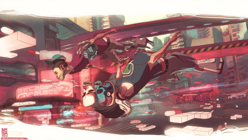 baseball_cap, belt, broom, brosa, colorful, earrings, eyeball, flying