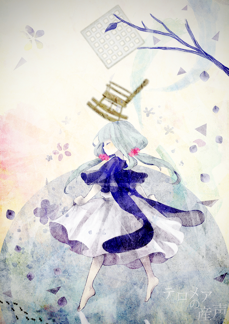 chair, closed_eyes, dress, eyes_closed, hatsune_miku, hie_(tom), triangle, vocaloid