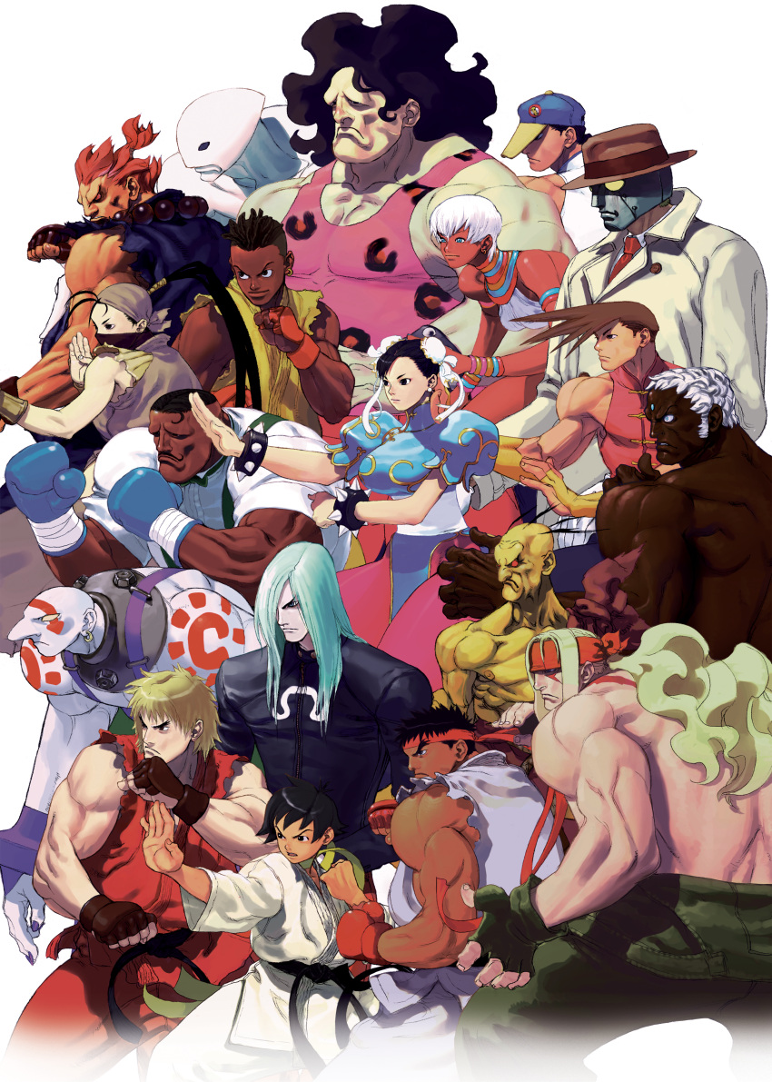 6+boys, absurdres, albino, alex, aqua_hair, armlet, bald, bangs