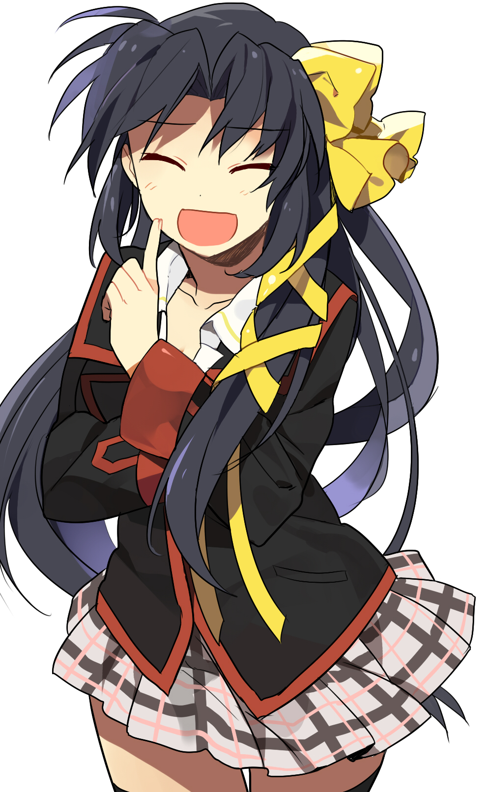 closed_eyes, eyes_closed, hair_ribbon, highres, kurugaya_yuiko, little_busters!!, long_hair, ribbon