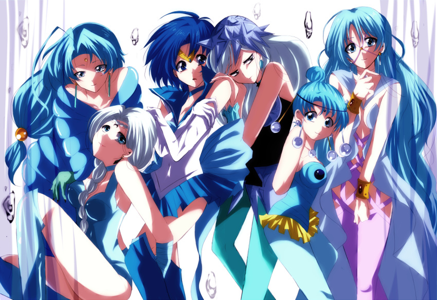 5girls, amazons_quartet, arm_grab, beruche, bishoujo_senshi_sailor_moon, black_moon_clan, blue, blue_eyes