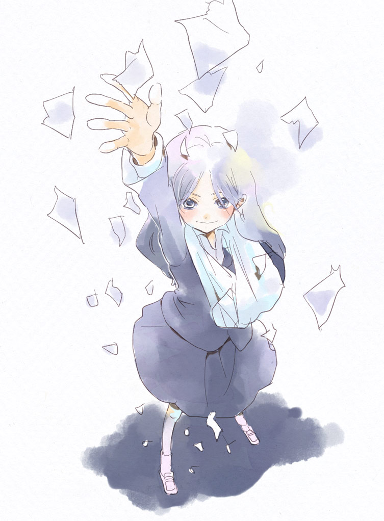 arm_sling, bandage, bandages, cast, formal, long_hair, machita, paper