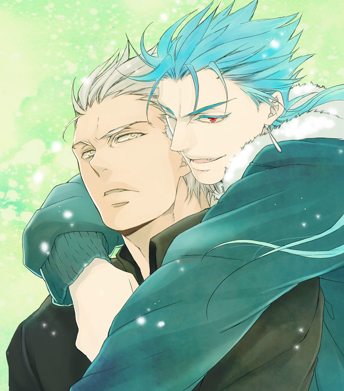 archer, blue_hair, casual, earrings, fate/stay_night, fate_(series), jacket, jewelry