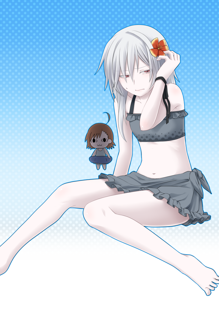 accelerator, chibi, flat_chest, flower, genderswap, hair_flower, hair_ornament, idora