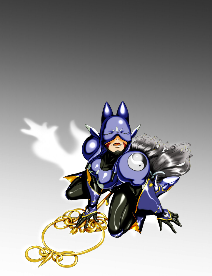 armor, bodysuit, boots, breasts, digimon, facial_mark, gel_shu, gloves