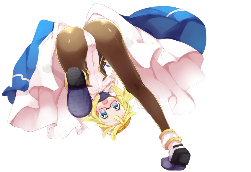 adele_balfetto, ass, black_legwear, blonde_hair, blue_eyes, blush, bodysuit, female