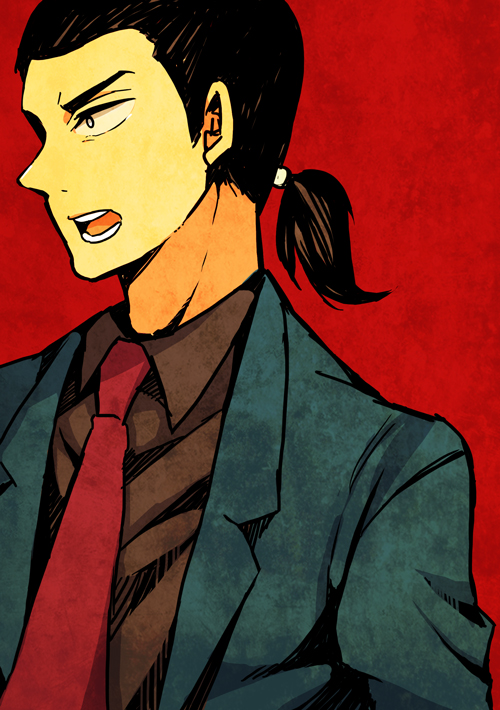 1boy, black_hair, character_request, formal, gin_to_kin, male, morita_tetsuo, necktie