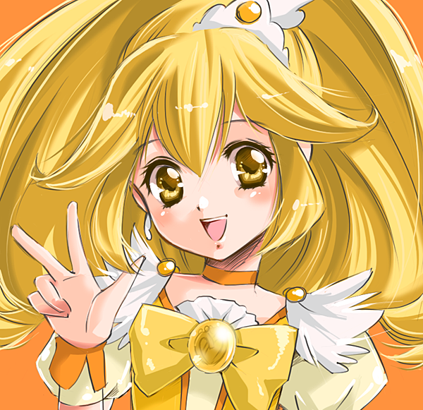 blonde_hair, bowtie, brooch, choker, cure_peace, jewelry, kise_yayoi, long_hair