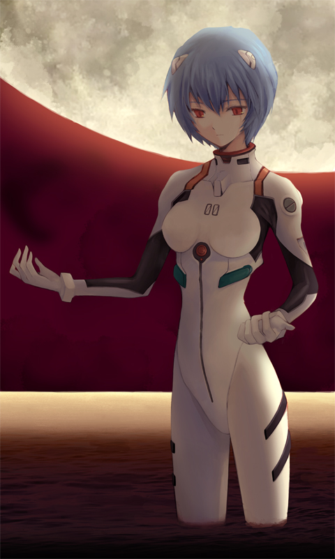 blue_hair, moai_(aoh), moai_(pixiv196778), moon, neon_genesis_evangelion, plugsuit, red_eyes, short_hair