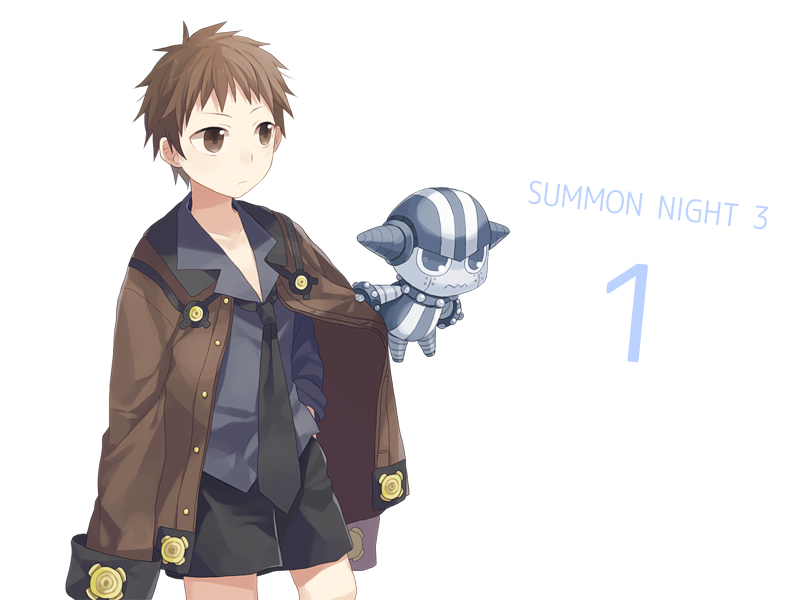 brown_eyes, brown_hair, hand_in_pocket, male, necktie, nup, oxo, short_hair