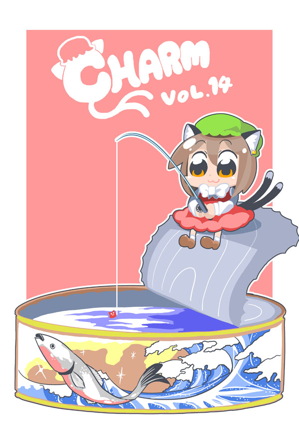 :3, animal_ears, bkub, bow, brown_hair, cat_ears, cat_tail, chen