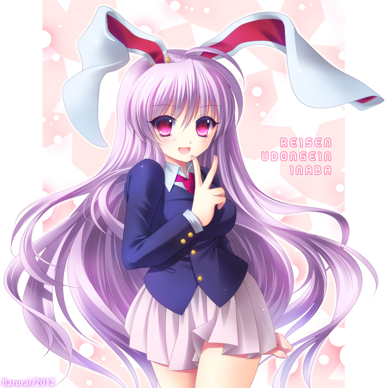 animal_ears, blazer, breasts, bunny_ears, bururai, long_hair, necktie, open_mouth