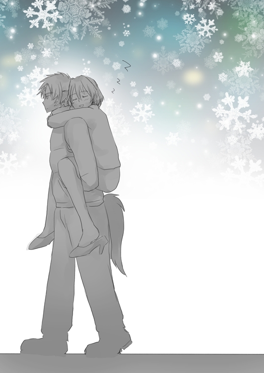 1boy, 1girl, animal_ears, facial_mark, forehead_mark, high_heels, lyrical_nanoha, mahou_shoujo_lyrical_nanoha