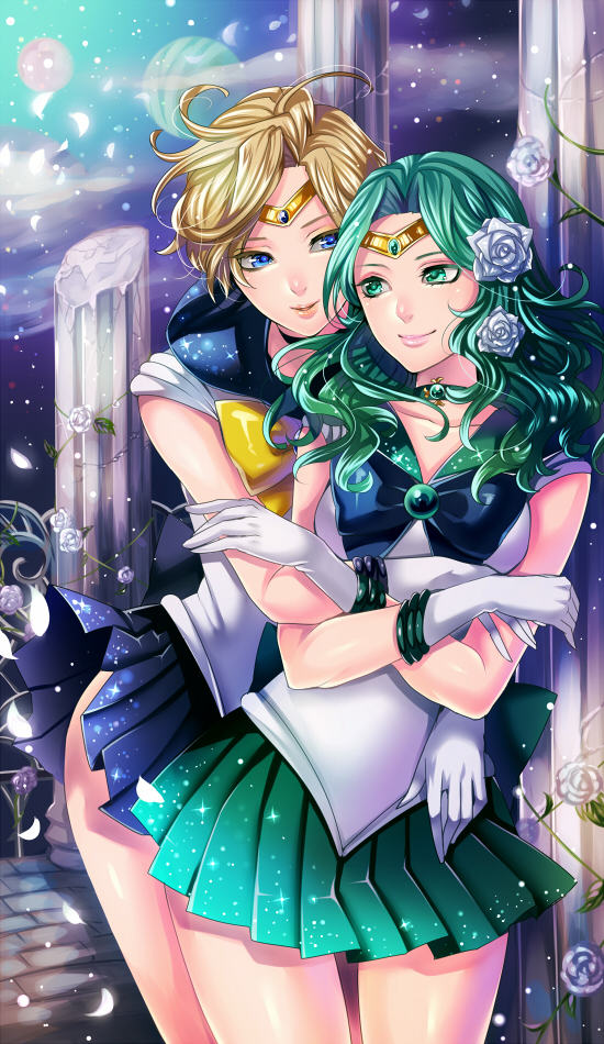 bishoujo_senshi_sailor_moon, blonde_hair, blue_dress, blue_eyes, bow, brooch, choker, circlet