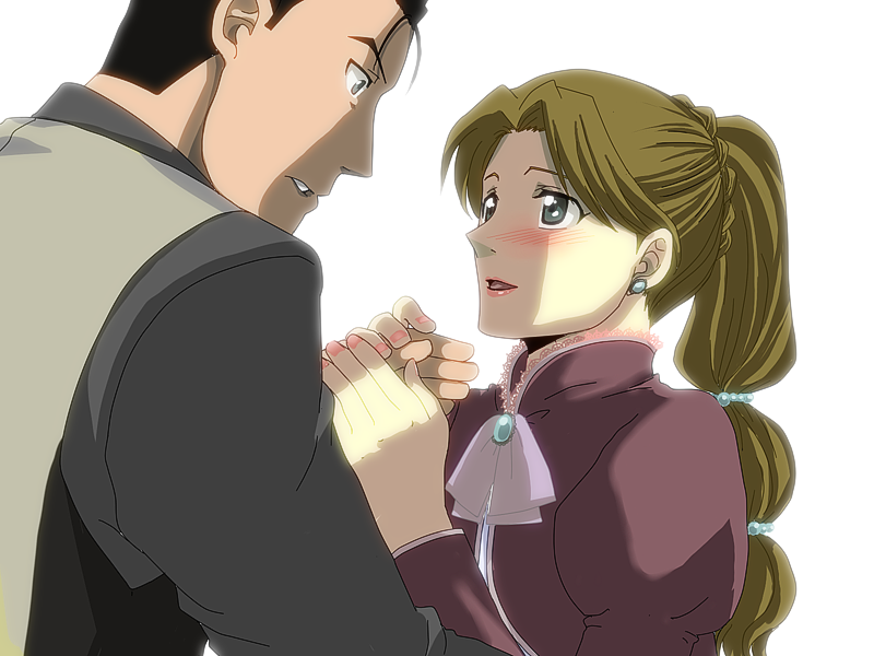 blush, brown_hair, couple, fullmetal_alchemist, king_bradley, mikumo_sena, mrs._bradley, young