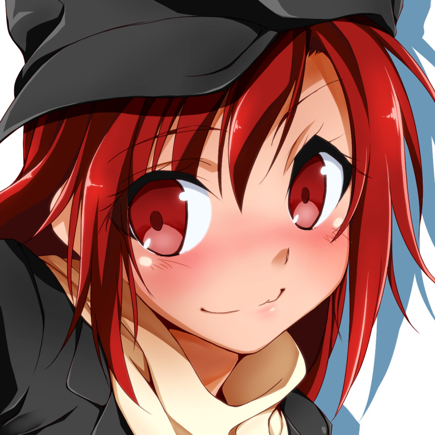 blush, dam-miyuki, hat, highres, hino_akane, precure, red_eyes, red_hair