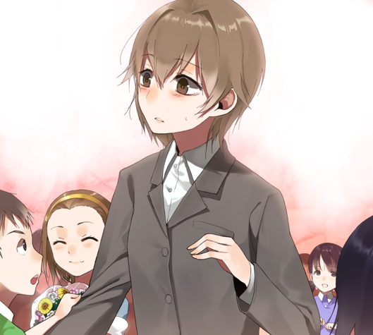 brown_hair, edasaki_banri, formal, hairband, kiyama_harumi, onomaru, sasamori_tomoe, short_hair