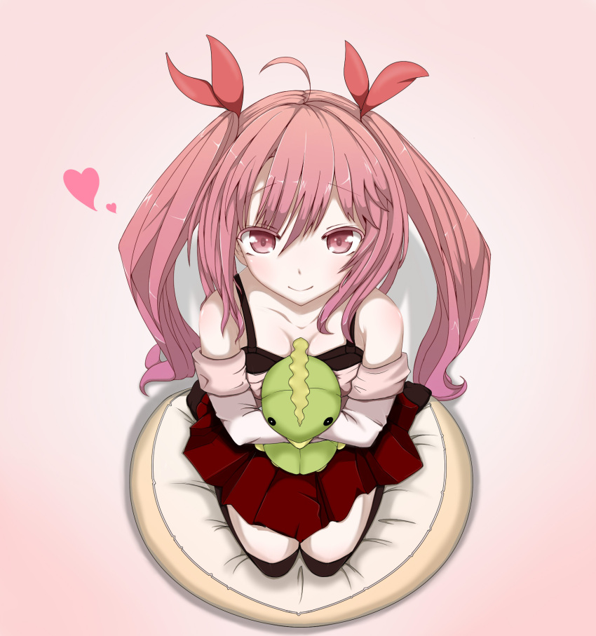chawa_(yossui009), doll, heart, highres, original, pink_eyes, pink_hair, seiza